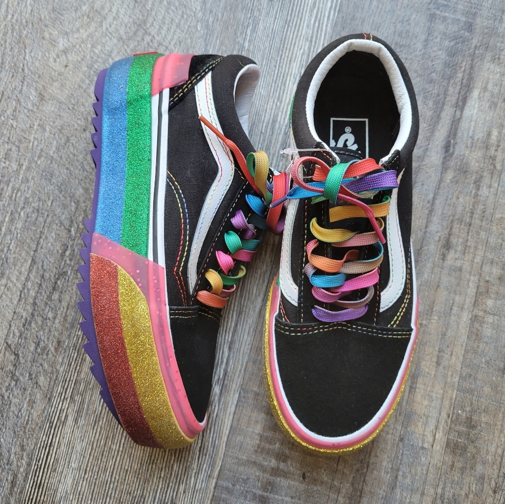 Vans platform multicolor glitter shoes